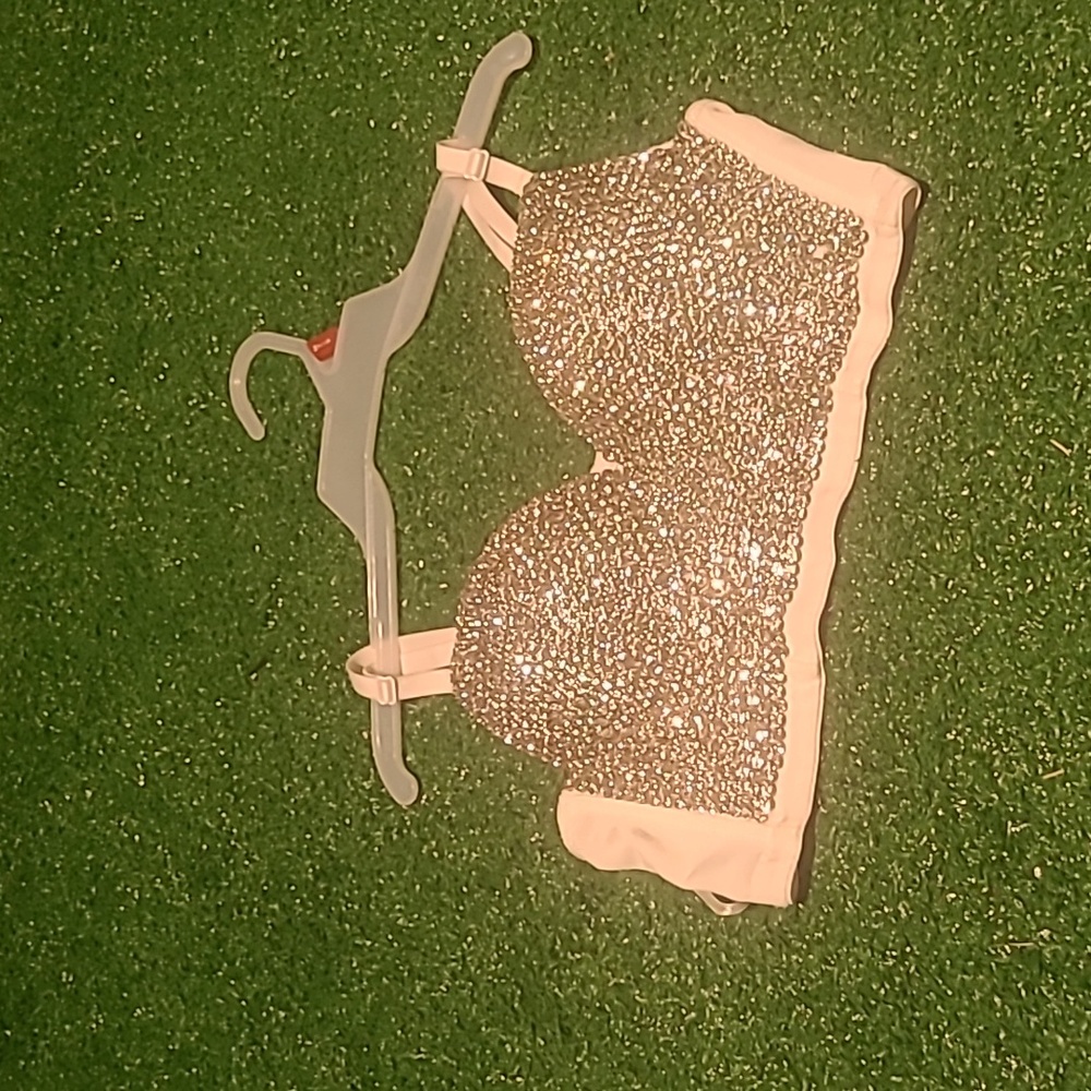 Hand-made rhinestone corset bralette